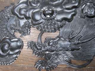 Meticulously engraved dragon of handmade metal ornament (ironwork)